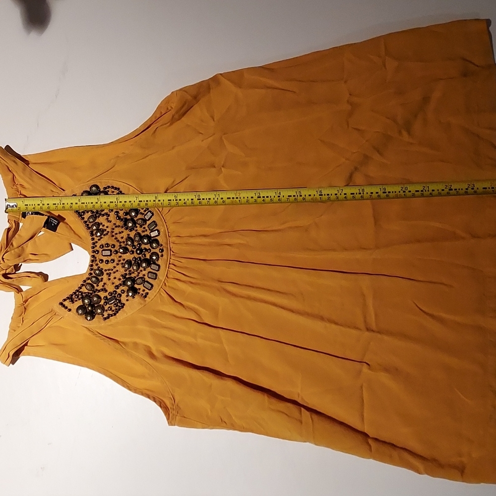 Gold Apt. 9 Beaded Tank with key hole tie back